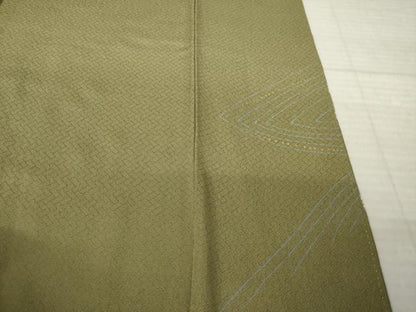 平和屋着物●訪問着　絞り　立波文　金彩　正絹　逸品　AABK3366ck