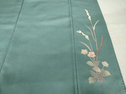 平和屋着物●訪問着　中国三大刺繍　相良刺繍　草花文　暈し染め　金彩　正絹　逸品　AABK3367ck