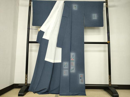 平和屋着物●伝統工芸士　山本富男　訪問着　総刺繍　中国三大刺繍　スワトウ刺繍　汕頭刺繍　短冊更紗花文　正絹　逸品　AABK3369ck