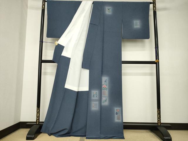 平和屋着物●伝統工芸士　山本富男　訪問着　総刺繍　中国三大刺繍　スワトウ刺繍　汕頭刺繍　短冊更紗花文　正絹　逸品　AABK3369ck