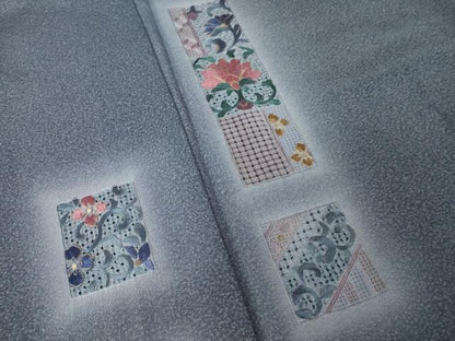 平和屋着物●伝統工芸士　山本富男　訪問着　総刺繍　中国三大刺繍　スワトウ刺繍　汕頭刺繍　短冊更紗花文　正絹　逸品　AABK3369ck