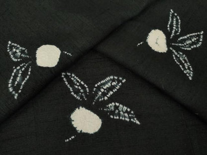 平和屋着物●上質な紬　絞り　カブ　成り物　黒地　正絹　逸品　AABK3372ck