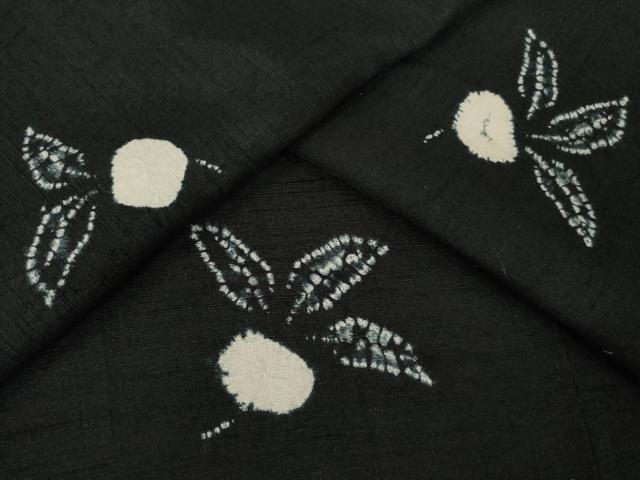 平和屋着物●上質な紬　絞り　カブ　成り物　黒地　正絹　逸品　AABK3372ck