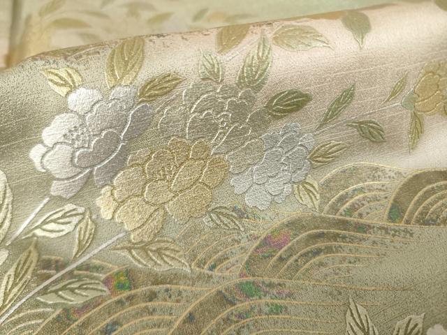平和屋着物●訪問着　草花文　青海波　暈し染め　金銀彩　正絹　逸品　AABK3375ck