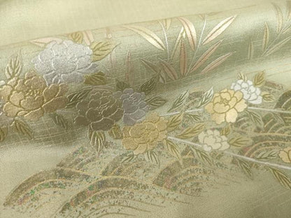 平和屋着物●訪問着　草花文　青海波　暈し染め　金銀彩　正絹　逸品　AABK3375ck