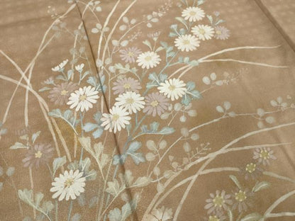 平和屋着物●訪問着　手描き　草花文　金彩　正絹　逸品　AABK3376ck