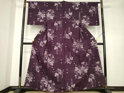 平和屋着物●上質な紬　葡萄唐草文　正絹　逸品　AABK3377ck