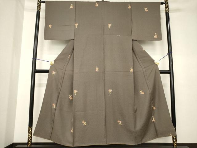 平和屋着物▼上質な小紋　葡萄蔦草文　金彩　正絹　逸品　AABK3378ck