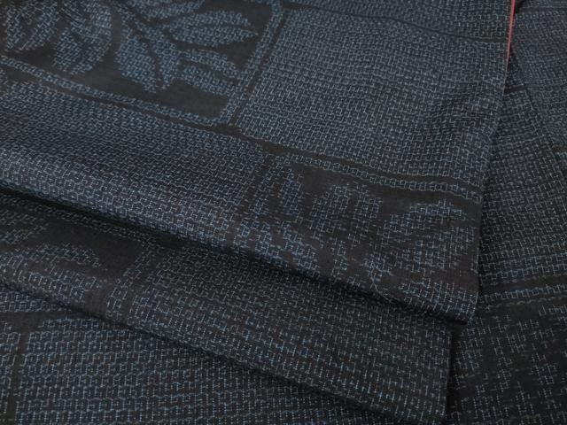 平和屋着物●結城紬　80亀甲　草葉文　正絹　逸品　AABK3379ck