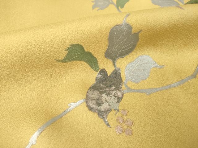 平和屋着物●訪問着　中国三大刺繍　スワトウ刺繍　汕頭刺繍　螺鈿　草花文　暈し染め　金銀彩　正絹　逸品　AABK3385ck