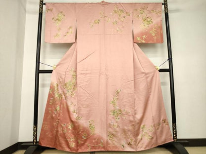 平和屋着物●訪問着　螺鈿　更紗花文　暈し染め　金銀彩　正絹　逸品　AABK3388ck