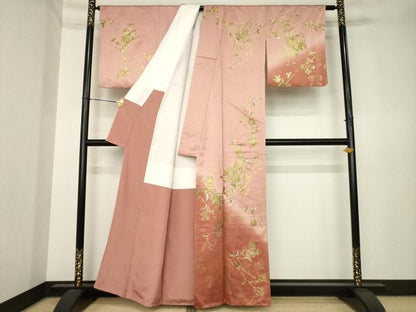 平和屋着物●訪問着　螺鈿　更紗花文　暈し染め　金銀彩　正絹　逸品　AABK3388ck