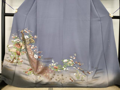 平和屋着物●豪華色留袖　孔雀花文　金銀彩　正絹　逸品　AABK3389ck