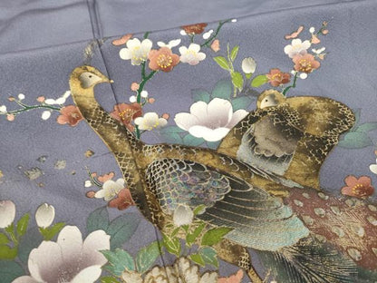 平和屋着物●豪華色留袖　孔雀花文　金銀彩　正絹　逸品　AABK3389ck