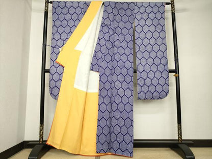 平和屋着物●豪華振袖　総絞り　亀甲文　正絹　逸品　AABK3390ck