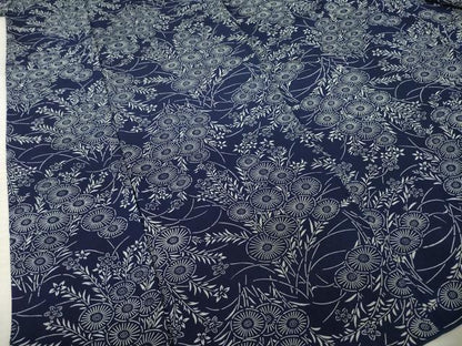 平和屋着物●上質な小紋　藍　型染め　菊　そごう扱い　正絹　逸品　AABK3391ck
