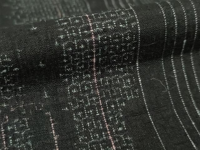 平和屋着物●結城紬　100亀甲　エ霞間道　黒地　正絹　逸品　AABK3393ck