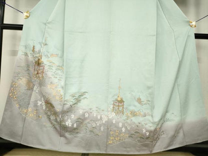 平和屋着物●訪問着　総刺繍　山車　暈し染め　正絹　逸品　AABK3397ck
