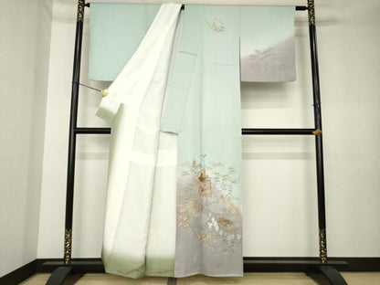 平和屋着物●訪問着　総刺繍　山車　暈し染め　正絹　逸品　AABK3397ck