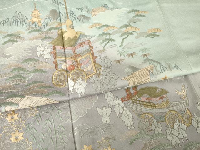 平和屋着物●訪問着　総刺繍　山車　暈し染め　正絹　逸品　AABK3397ck