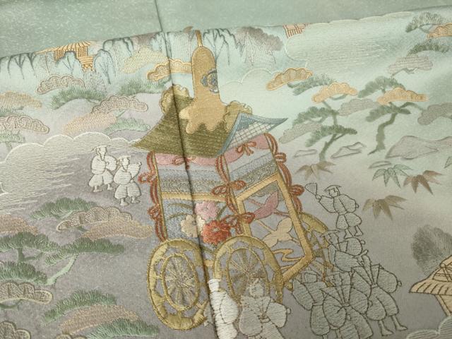平和屋着物●訪問着　総刺繍　山車　暈し染め　正絹　逸品　AABK3397ck