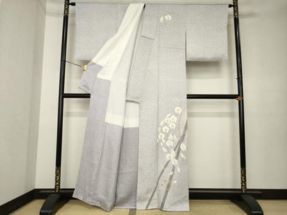 平和屋着物●訪問着　竹と胡蝶蘭　正絹　逸品　AABK3399ck