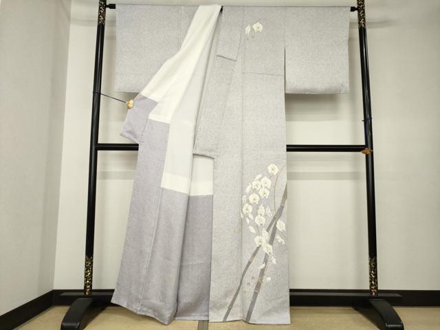 平和屋着物●訪問着　竹と胡蝶蘭　正絹　逸品　AABK3399ck