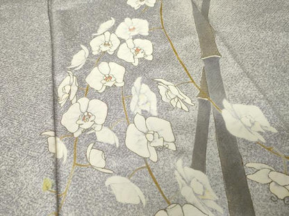 平和屋着物●訪問着　竹と胡蝶蘭　正絹　逸品　AABK3399ck