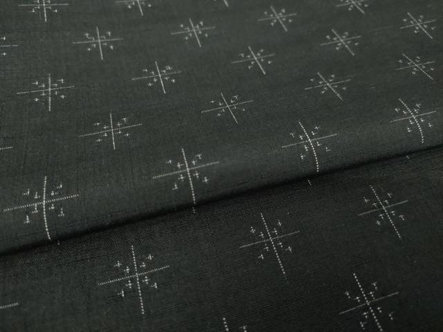 平和屋着物●上質な紬　幾何学文様　黒地　正絹　逸品　AABK3400ck