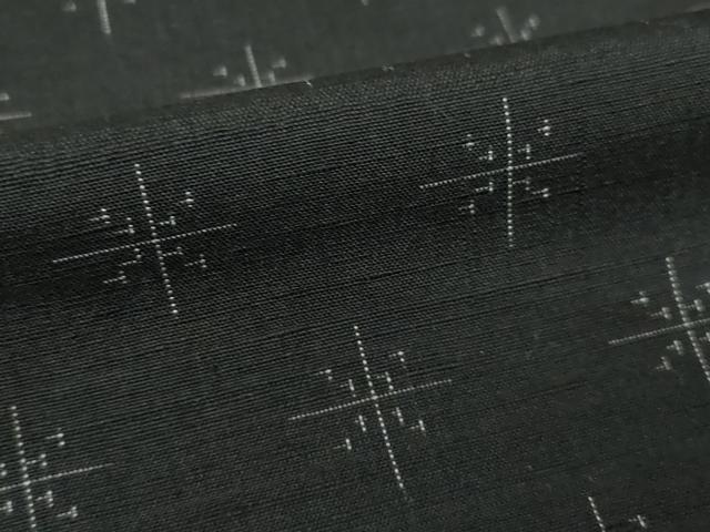 平和屋着物●上質な紬　幾何学文様　黒地　正絹　逸品　AABK3400ck