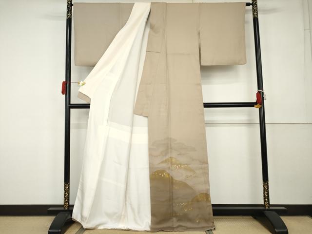 平和屋着物●豪華色留袖　刺繍　遠山風景文　暈し染め　金銀彩　正絹　逸品　AABK3402cs