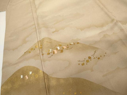 平和屋着物●豪華色留袖　刺繍　遠山風景文　暈し染め　金銀彩　正絹　逸品　AABK3402cs
