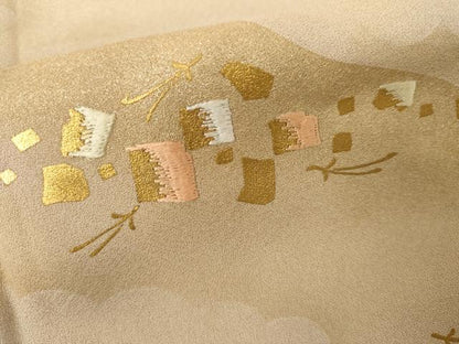 平和屋着物●豪華色留袖　刺繍　遠山風景文　暈し染め　金銀彩　正絹　逸品　AABK3402cs
