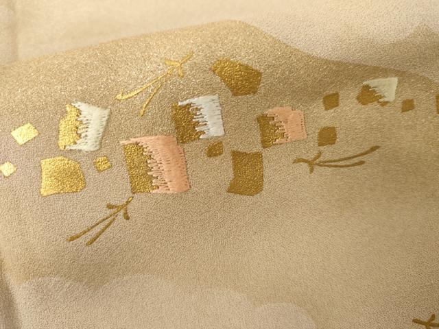 平和屋着物●豪華色留袖　刺繍　遠山風景文　暈し染め　金銀彩　正絹　逸品　AABK3402cs