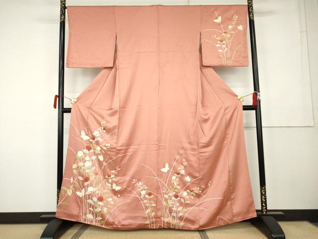 平和屋着物●訪問着　花蝶文　金彩　正絹　逸品　AABK3403cs