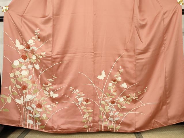 平和屋着物●訪問着　花蝶文　金彩　正絹　逸品　AABK3403cs