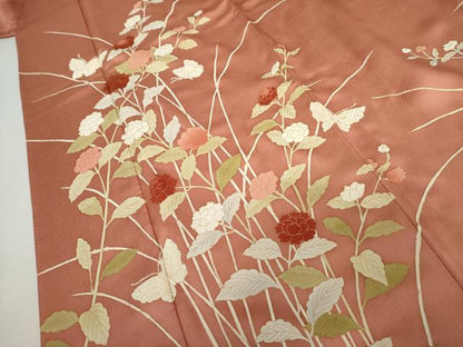 平和屋着物●訪問着　花蝶文　金彩　正絹　逸品　AABK3403cs