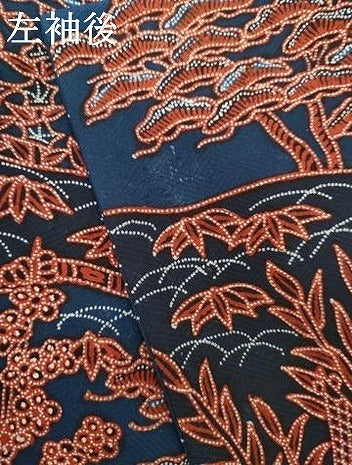 平和屋本店●十七代京屋林蔵　訪問着　総手描き　草木染　さめ小袖　松竹梅風景文　共箱付き　正絹　逸品　AABK3404cs