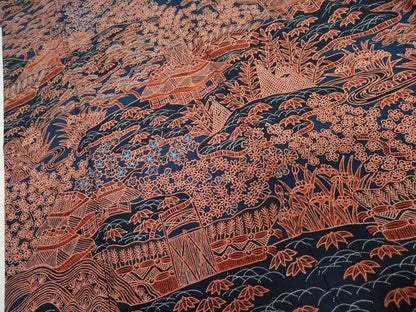 平和屋本店●十七代京屋林蔵　訪問着　総手描き　草木染　さめ小袖　松竹梅風景文　共箱付き　正絹　逸品　AABK3404cs