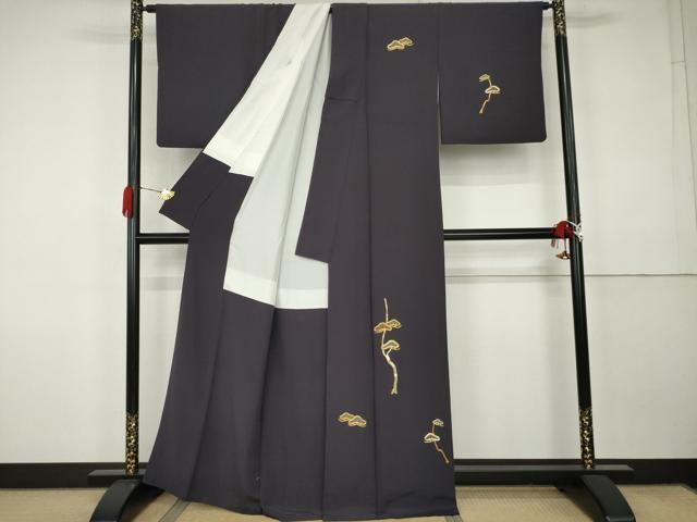 平和屋着物●訪問着　総刺繍　駒刺繍　枝松　金糸　正絹　逸品　AABK3406cs