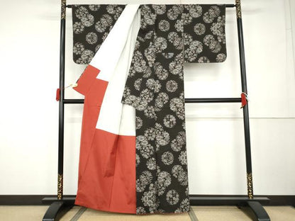 平和屋着物●本場大島紬　9マルキ　花丸文　正絹　逸品　AABK3409cs