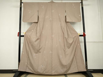 平和屋着物●上質な小紋 紬地 ろうけつ染め 舞花文 正絹 逸品 未使用 AABK3410cs