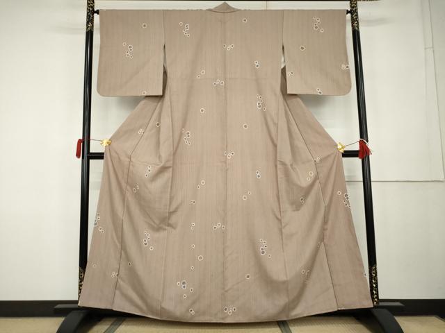 平和屋着物●上質な小紋 紬地 ろうけつ染め 舞花文 正絹 逸品 未使用 AABK3410cs