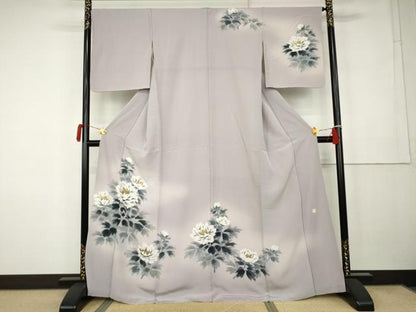 平和屋着物●訪問着　手描き　草花文　暈し染め　正絹　逸品　AABK3412cs
