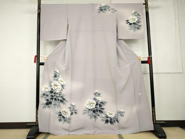 平和屋着物●訪問着　手描き　草花文　暈し染め　正絹　逸品　AABK3412cs