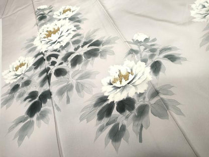 平和屋着物●訪問着　手描き　草花文　暈し染め　正絹　逸品　AABK3412cs