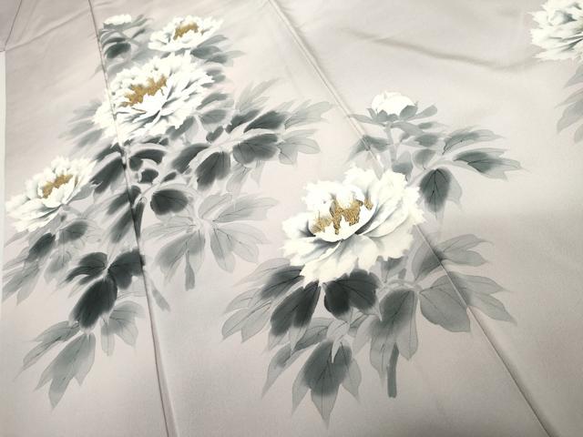 平和屋着物●訪問着　手描き　草花文　暈し染め　正絹　逸品　AABK3412cs