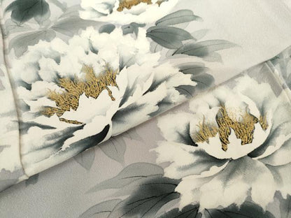 平和屋着物●訪問着　手描き　草花文　暈し染め　正絹　逸品　AABK3412cs