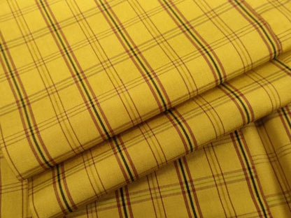 平和屋着物●黄八丈　紬　平織　格子　正絹　逸品　AABK3415cs