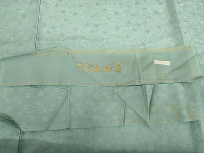 平和屋着物●上質な色無地　紋ふぶき　青竹色　丹後ちりめん　反端付き　正絹　逸品　AABK3416cs
